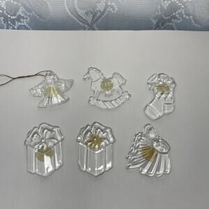 Princess House Crystal Ornaments Angel Stocking Present Rocking Horse set of 6